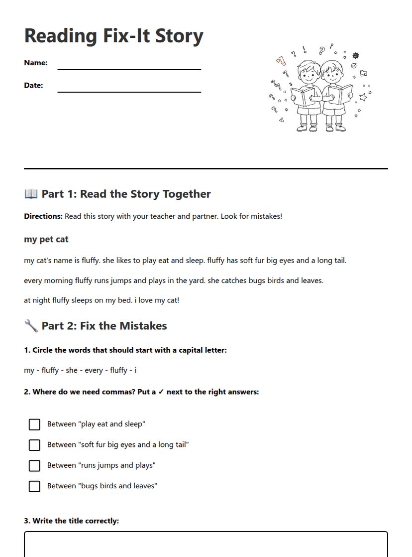 Reading Fix-It Story