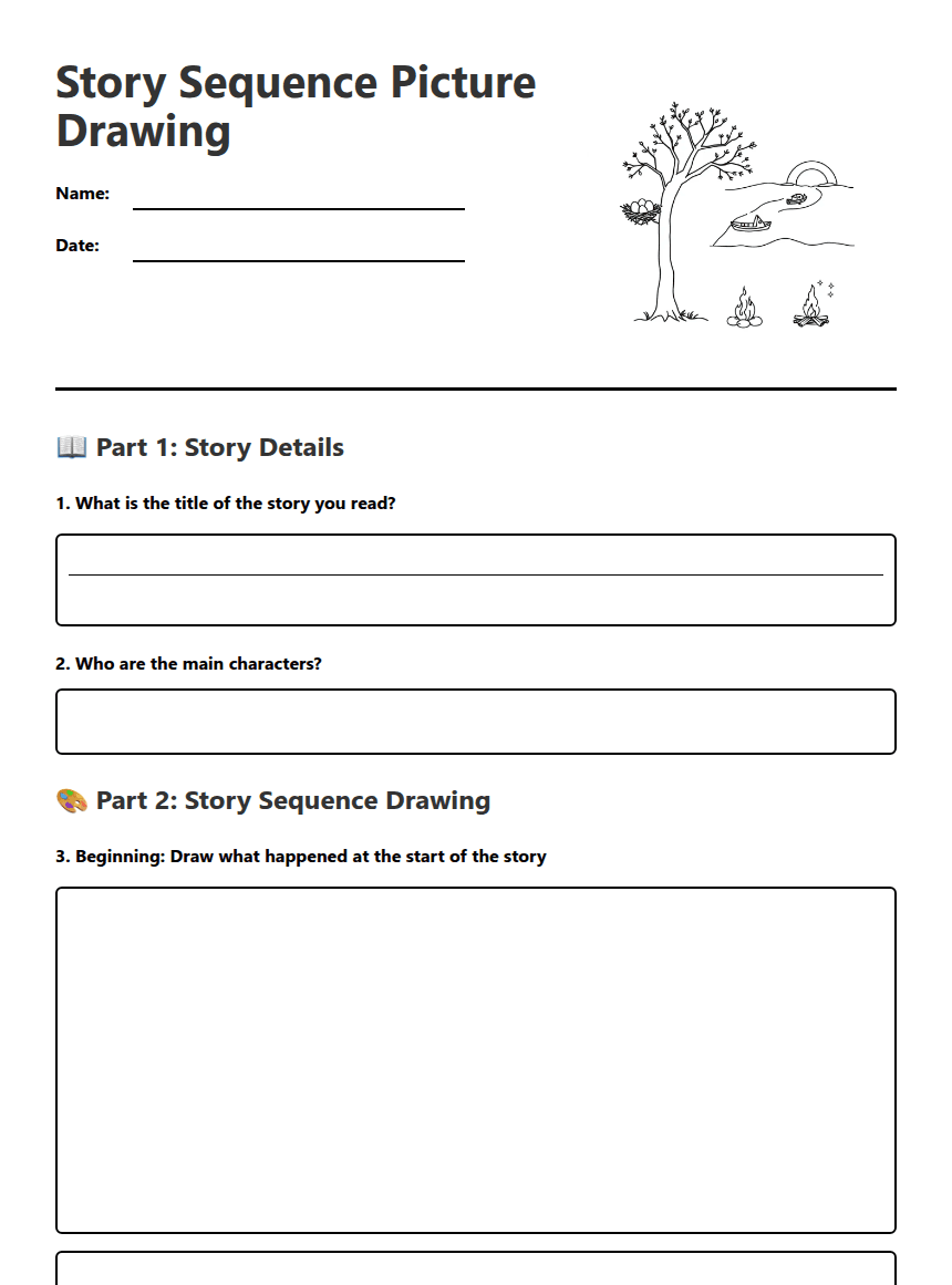 Story Sequence Picture Drawing worksheet preview