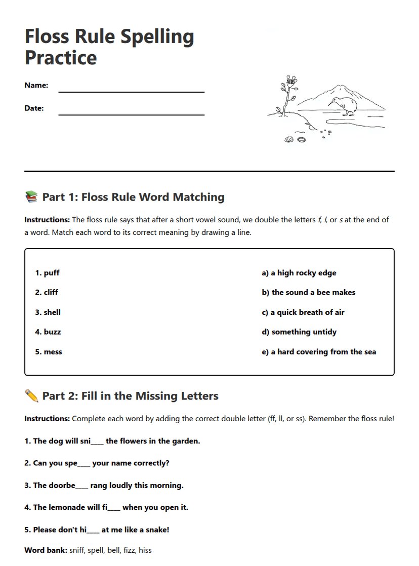 Floss Rule Spelling Practice