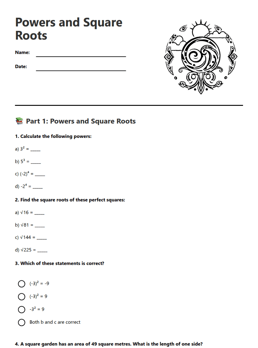 Powers and Square Roots