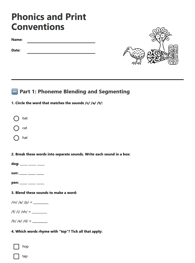 Phonics and Print Conventions