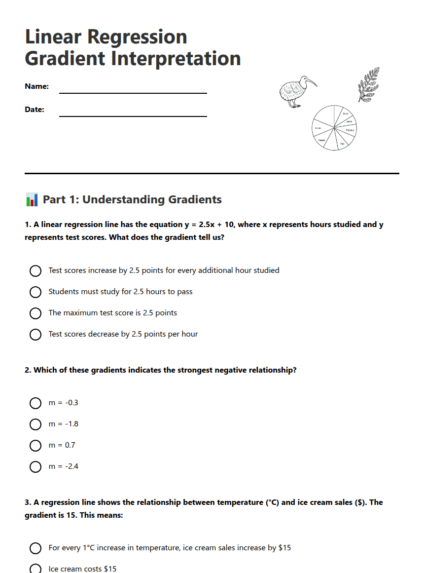 Linear Regression Gradient Interpretation worksheet preview