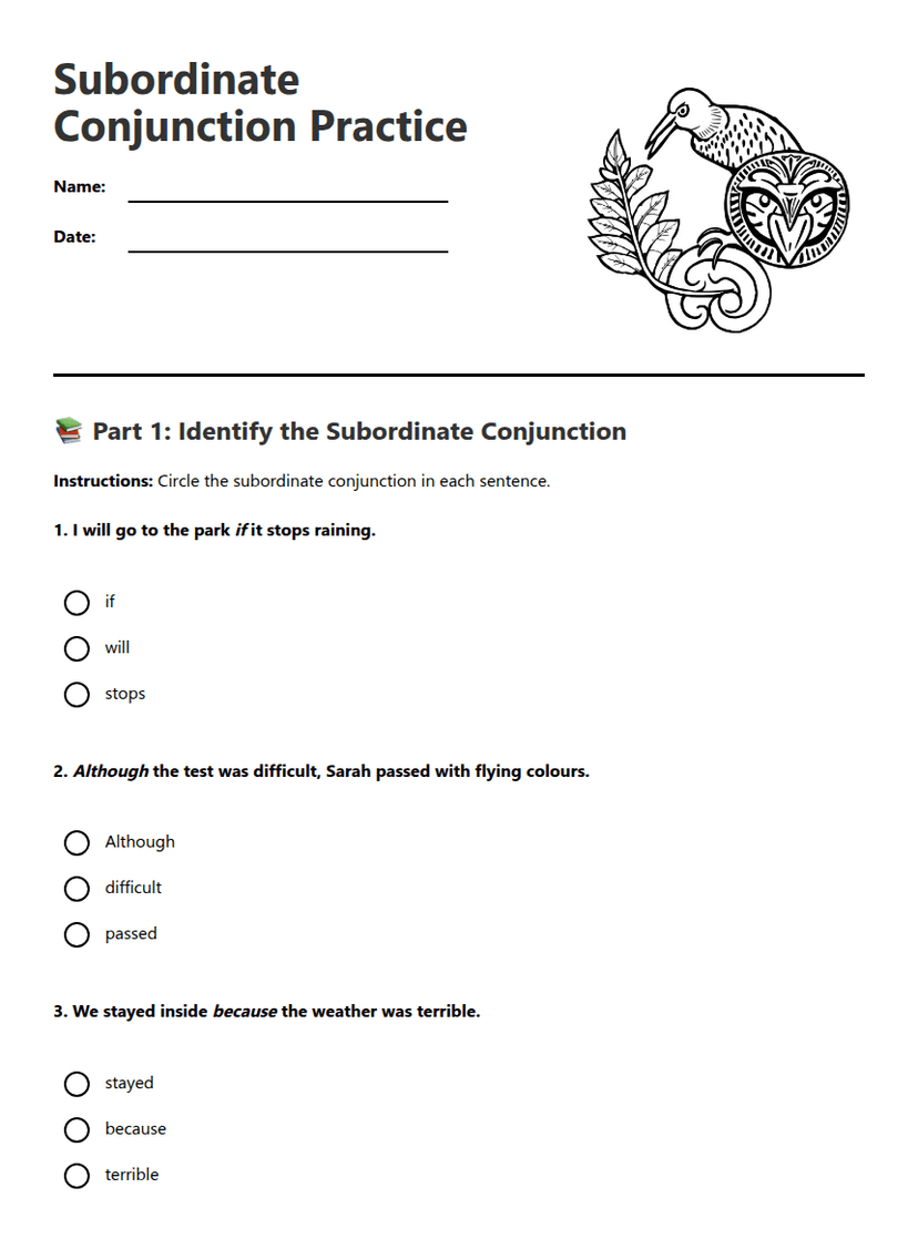 Subordinate Conjunction Practice