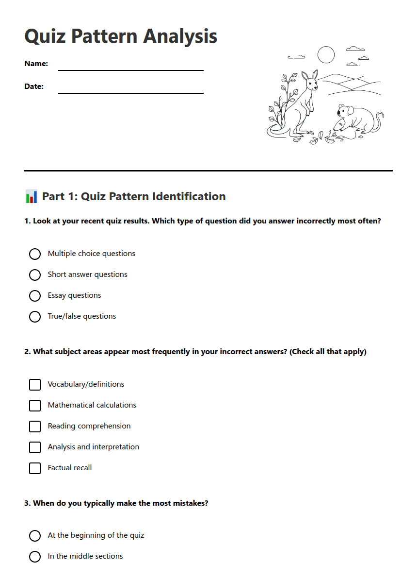 Quiz Pattern Analysis worksheet preview