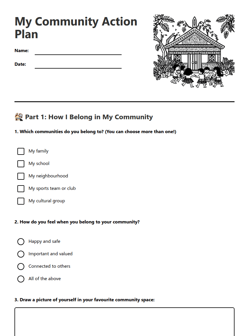 My Community Action Plan worksheet preview