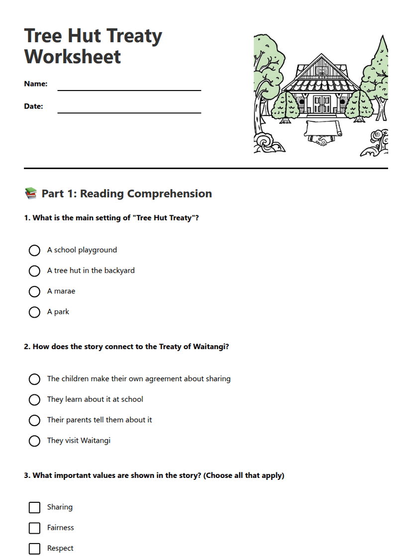 Tree Hut Treaty Worksheet