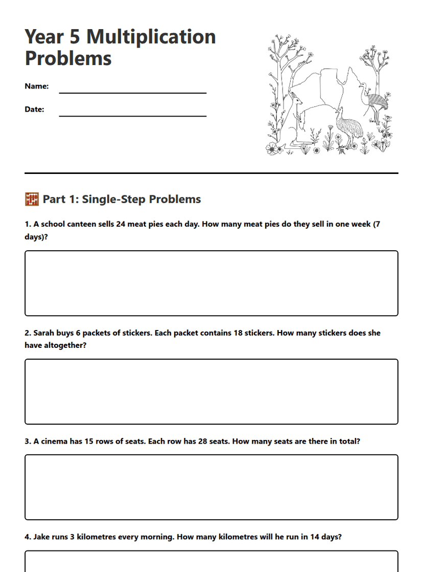 Year 5 Multiplication Problems