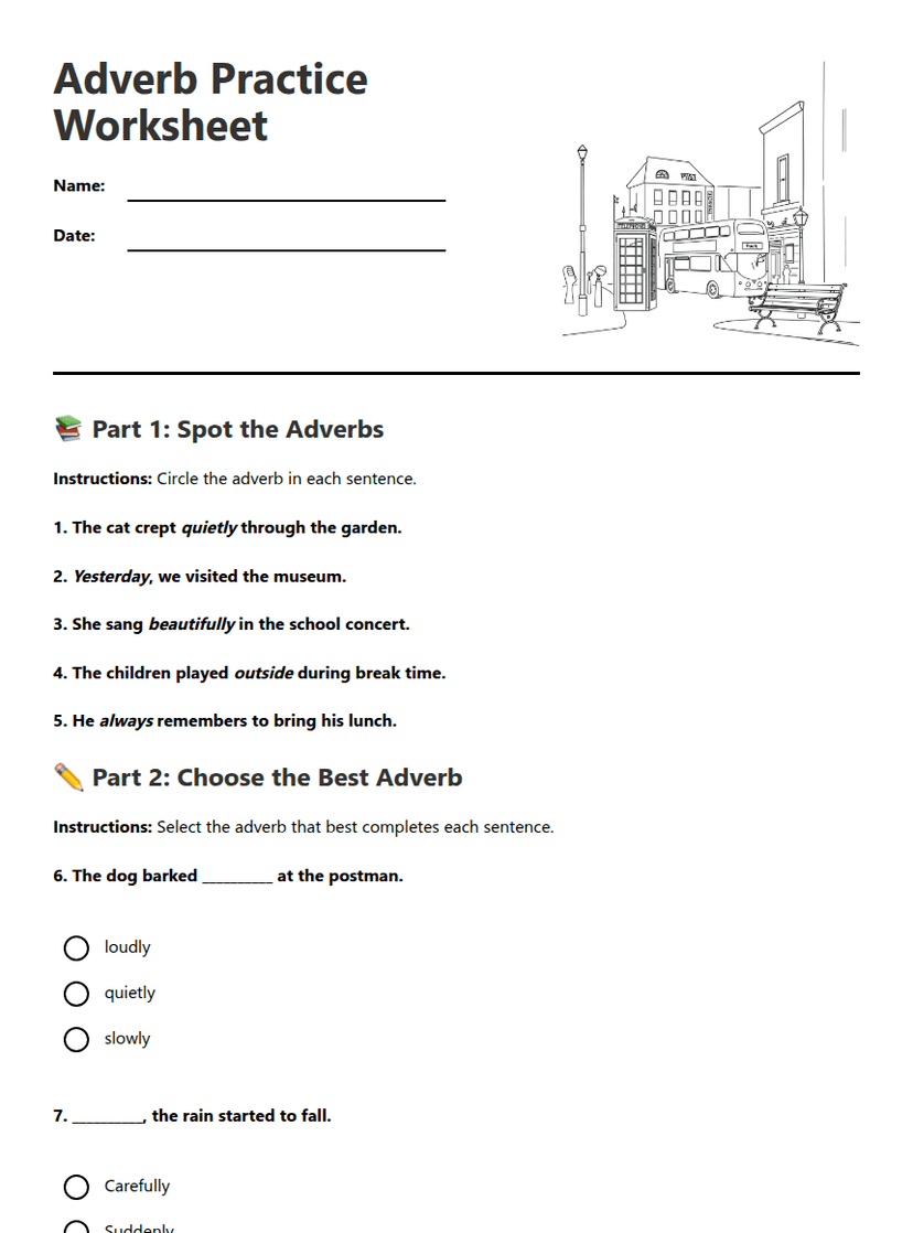 Adverb Practice Worksheet