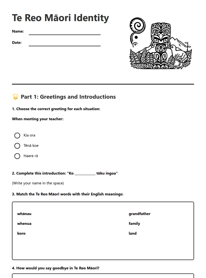 Te Reo Māori Identity