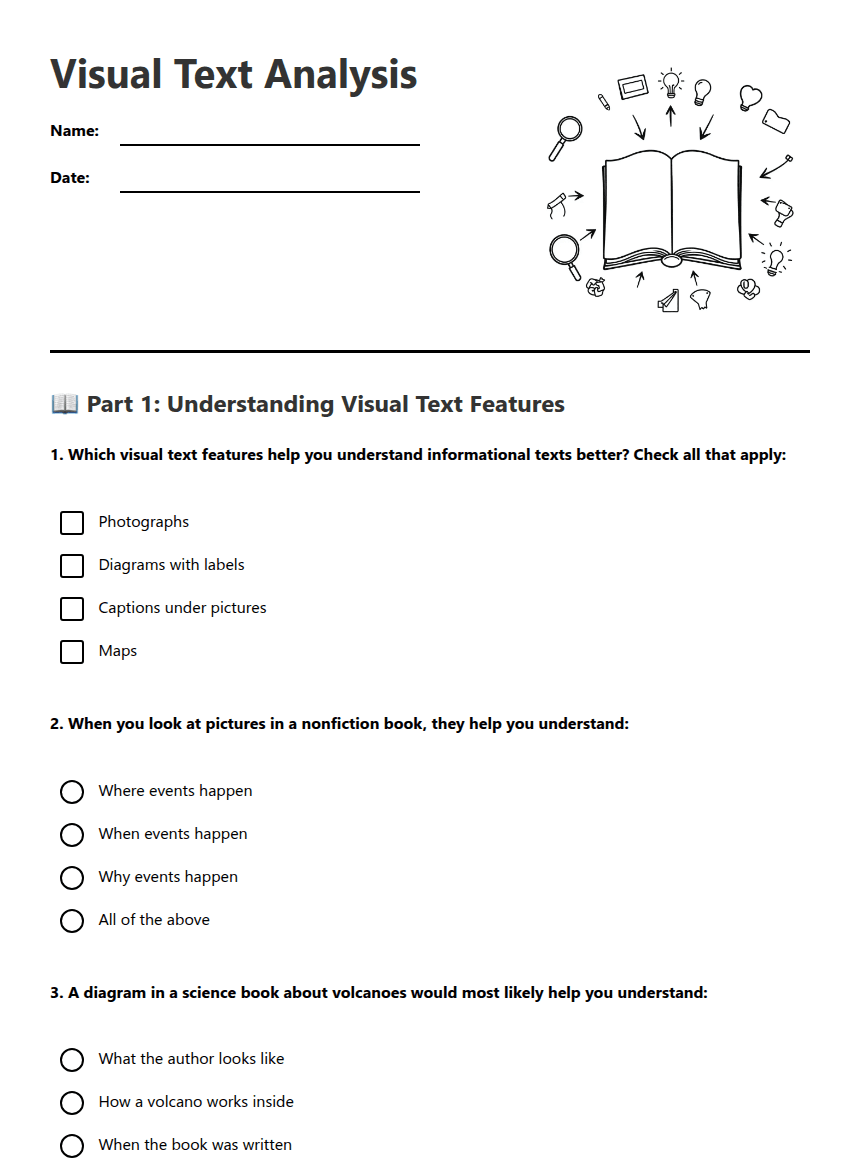 Visual Text Analysis worksheet preview