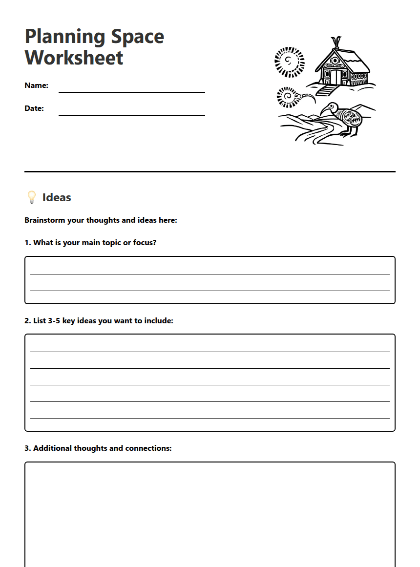 Planning Space Worksheet worksheet preview