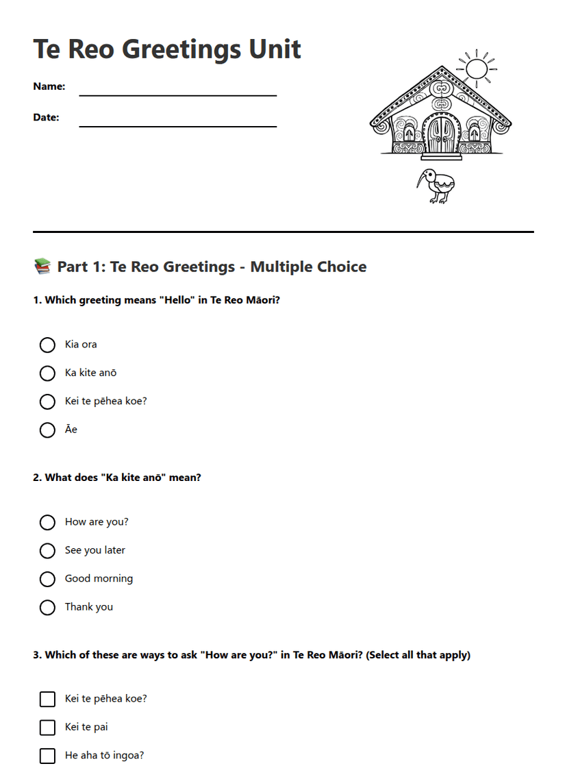 Te Reo Greetings Unit