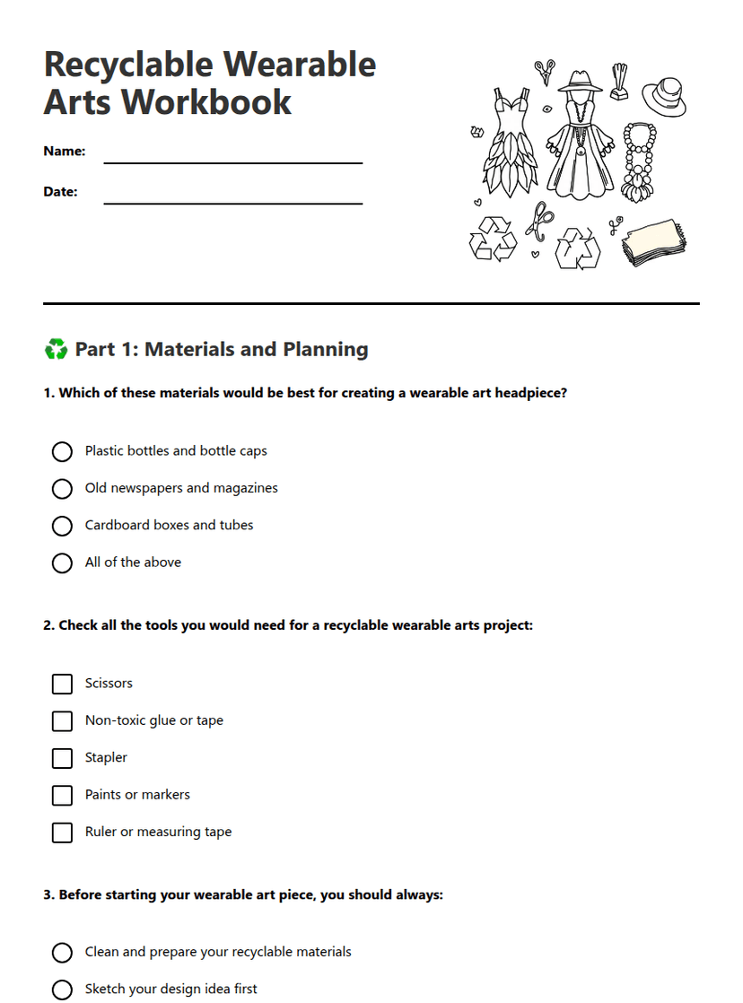 Recyclable Wearable Arts Workbook
