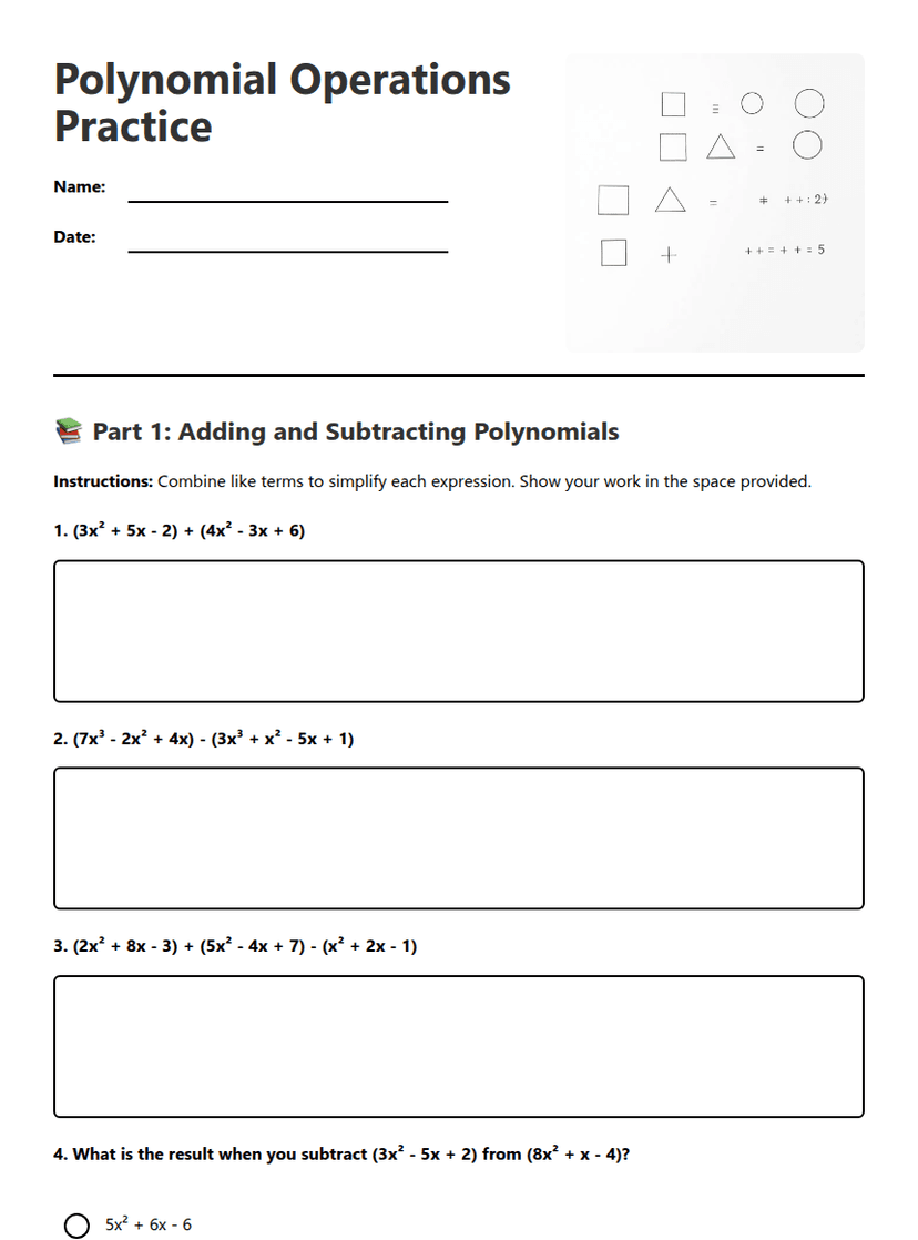 Polynomial Operations Practice