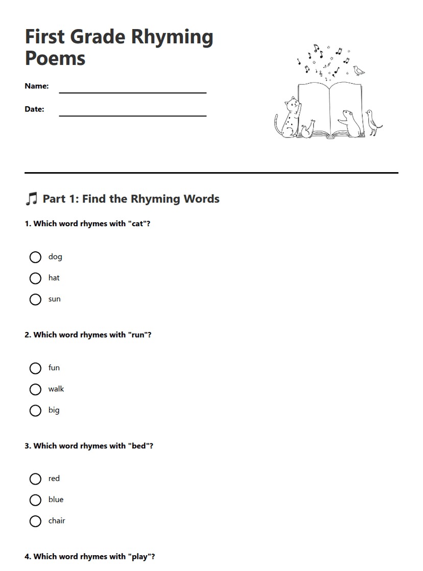 First Grade Rhyming Poems
