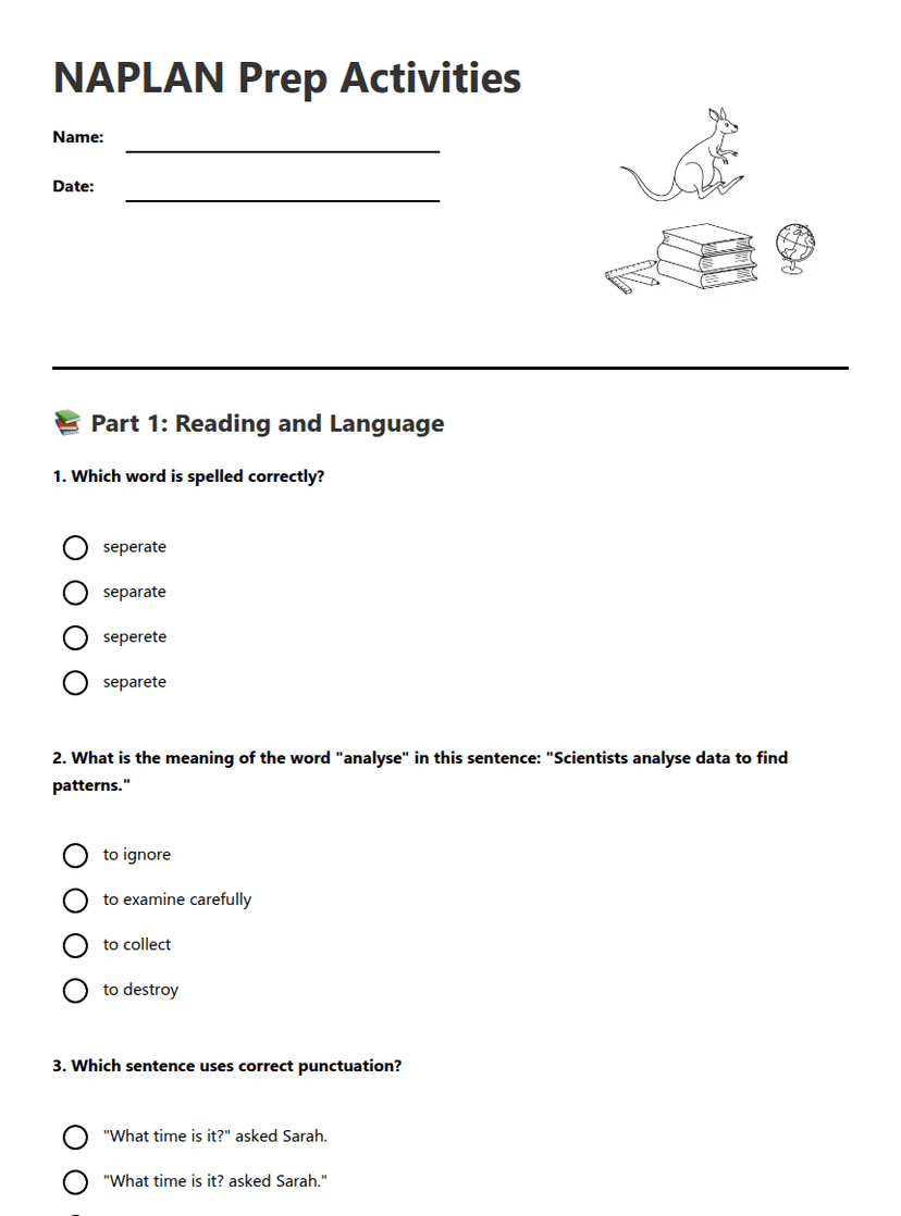 NAPLAN Prep Activities