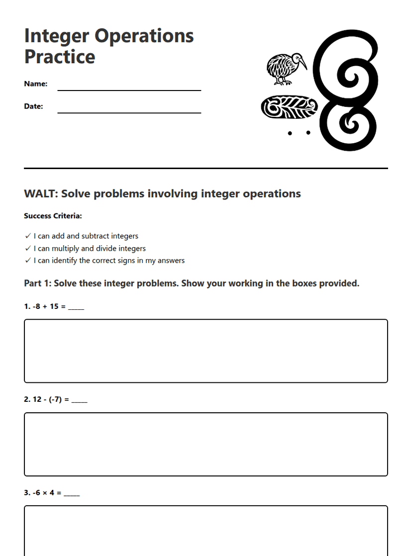 Integer Operations Practice