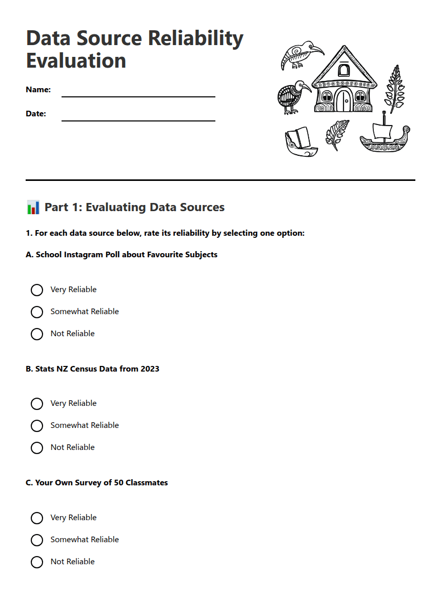 Data Source Reliability Evaluation worksheet preview