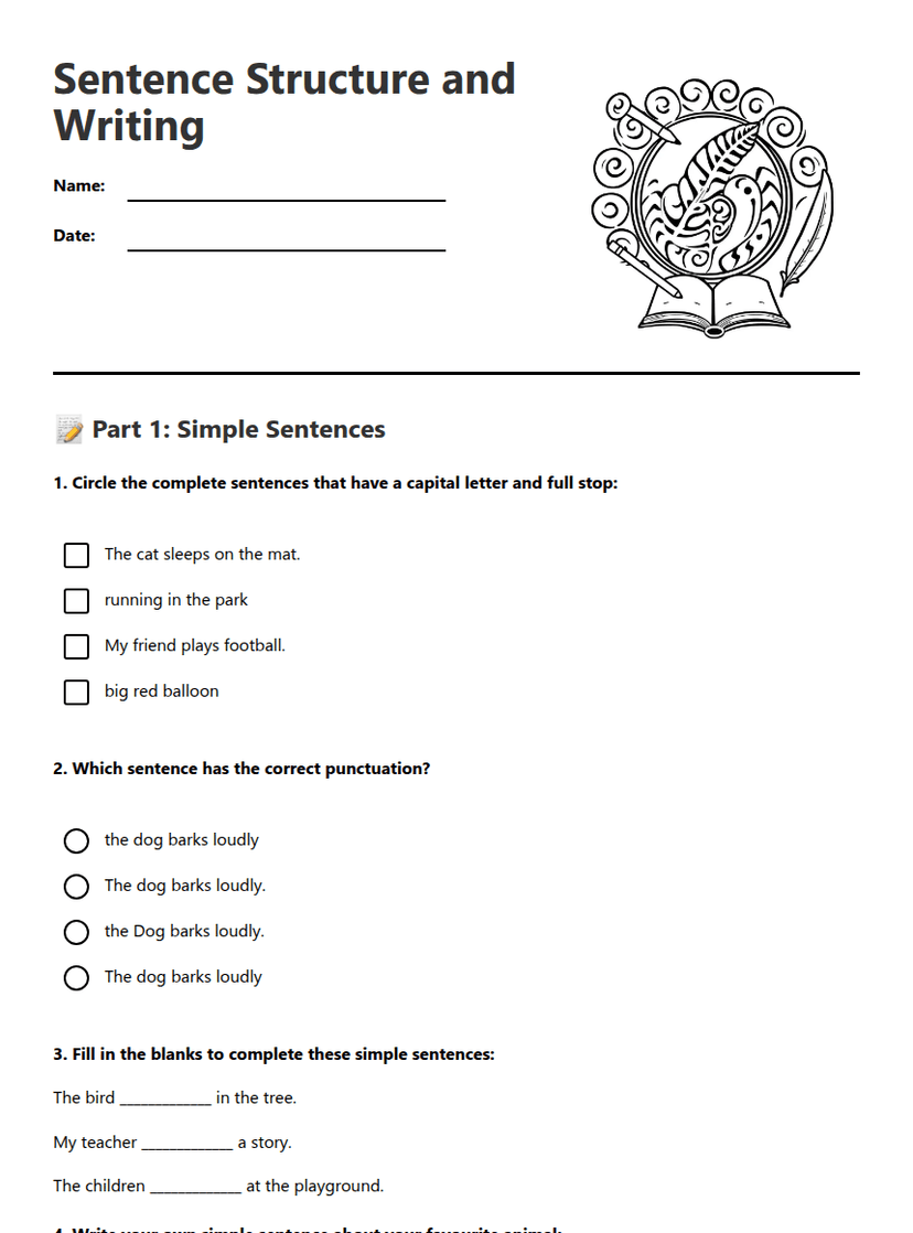 Sentence Structure and Writing