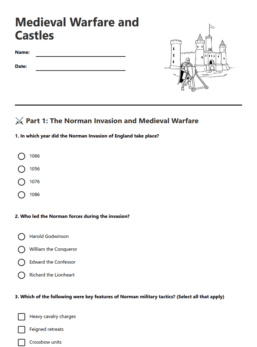 Medieval Warfare and Castles