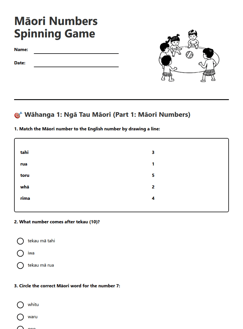 Māori Numbers Spinning Game