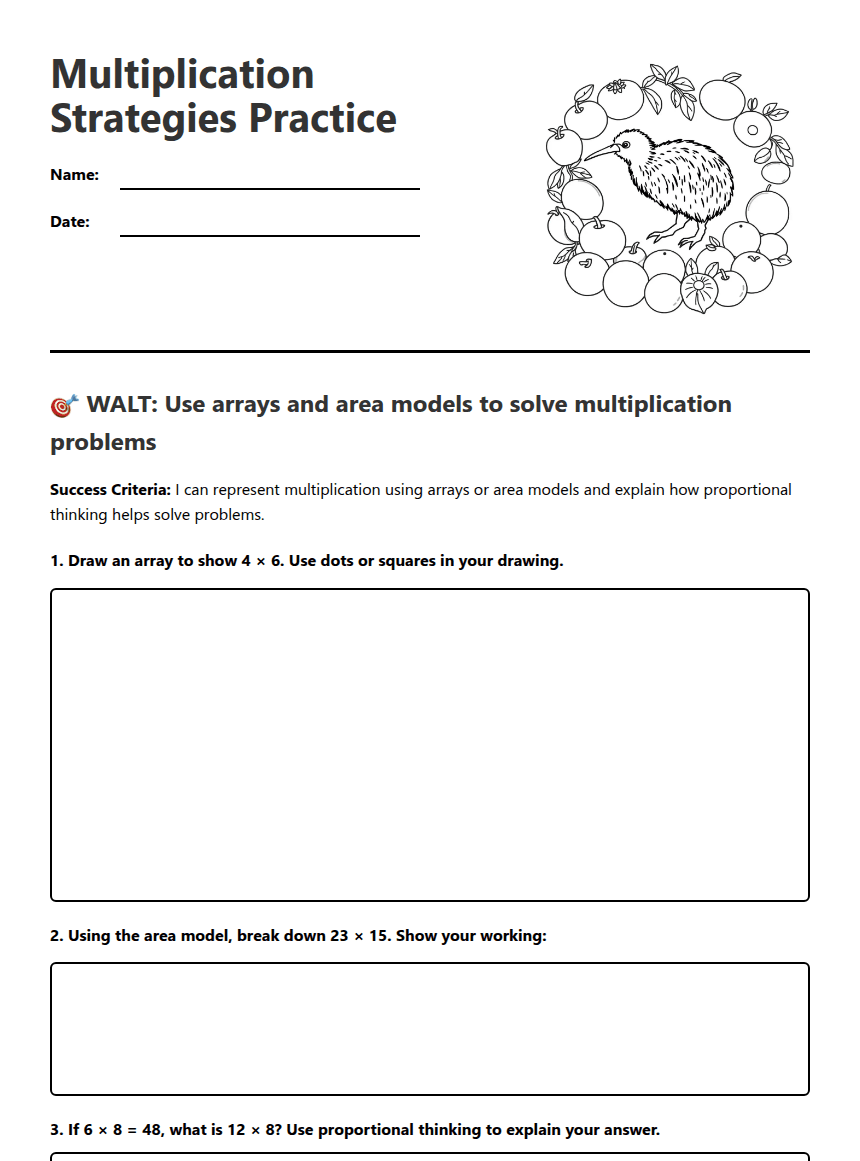 Multiplication Strategies Practice worksheet preview