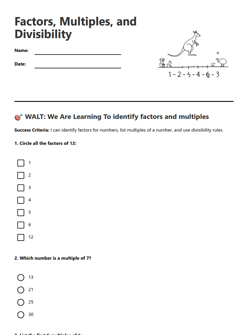 Factors, Multiples, and Divisibility