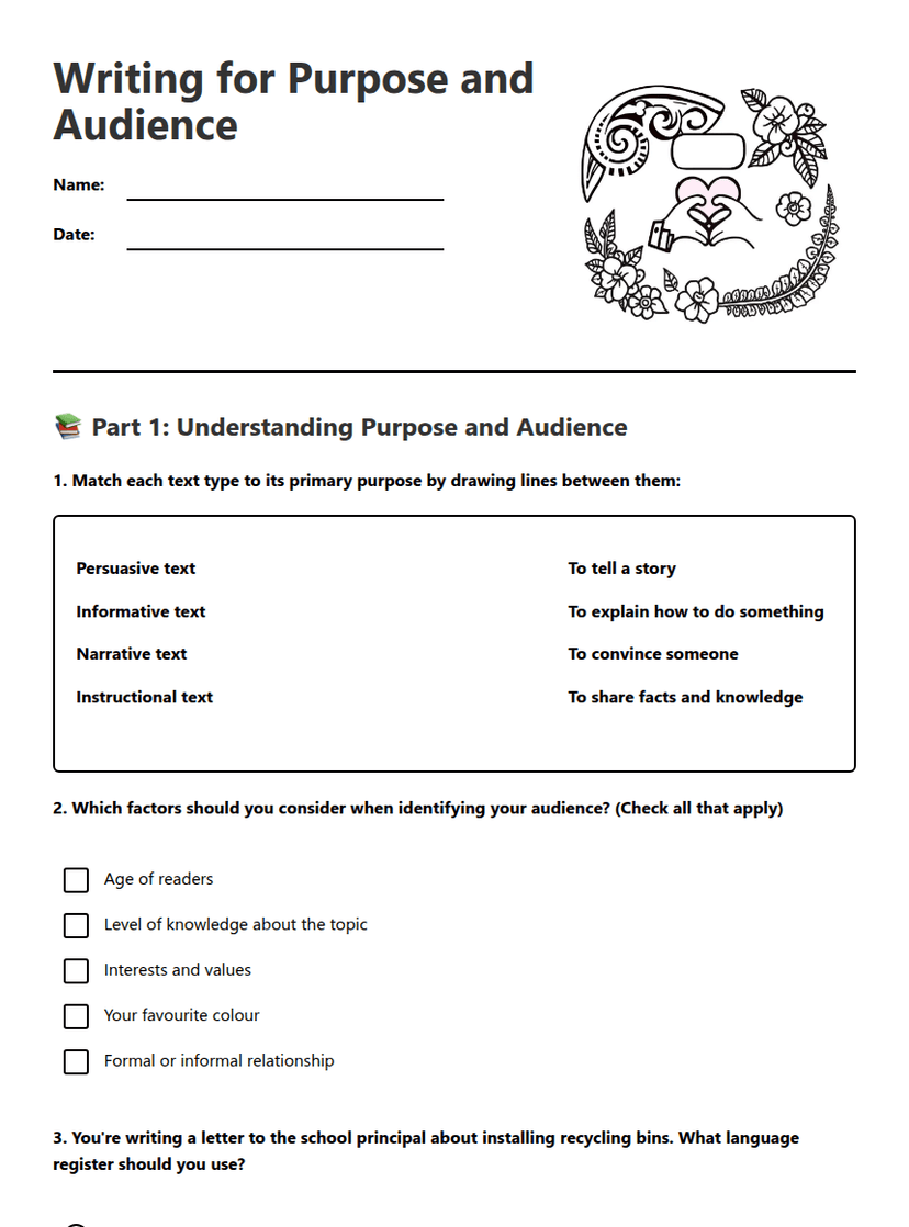 Writing for Purpose and Audience