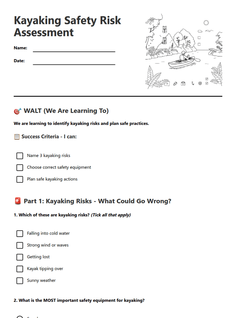 Kayaking Safety Risk Assessment