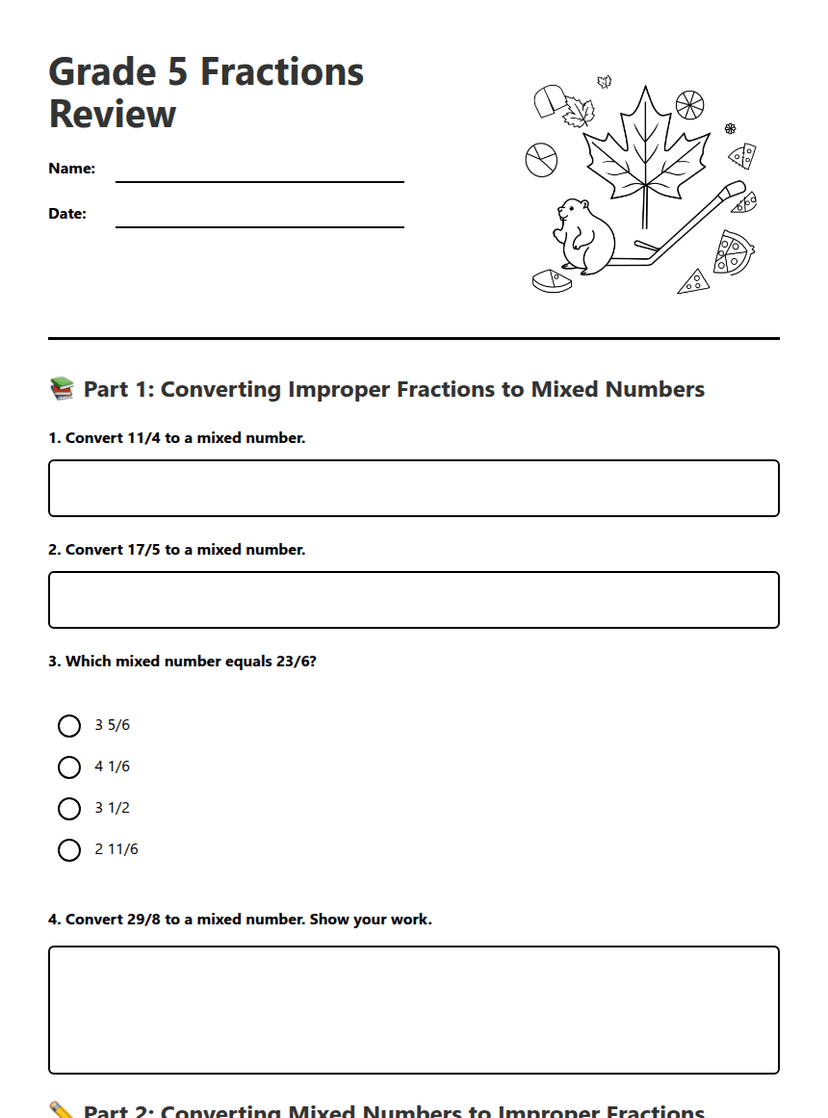 Grade 5 Fractions Review