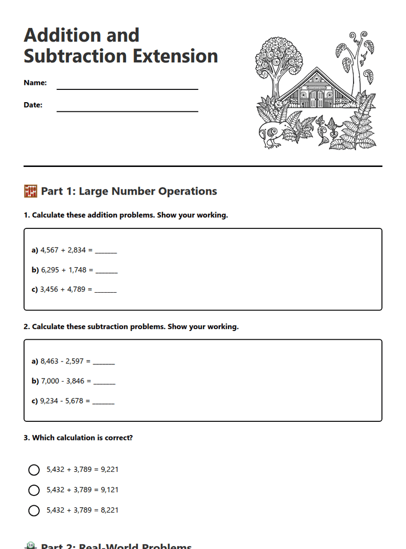Addition and Subtraction Extension