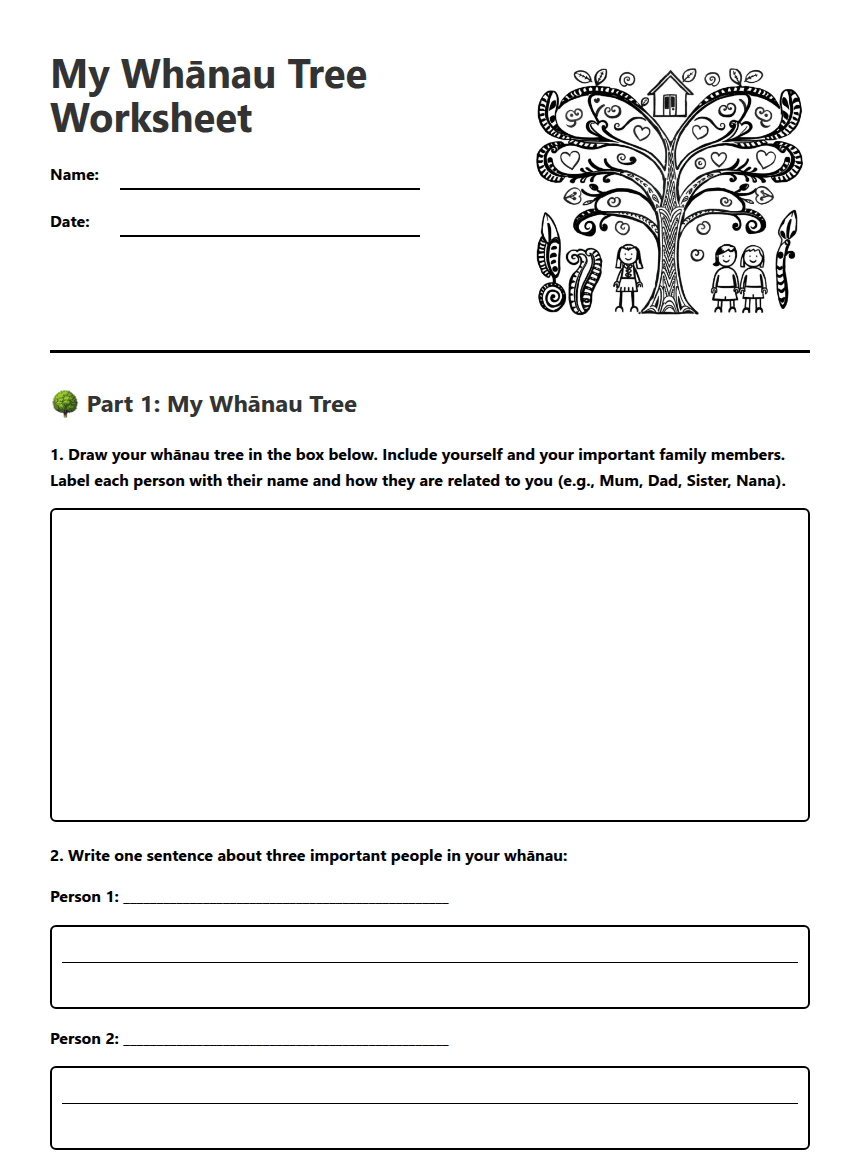 My Whānau Tree Worksheet worksheet preview
