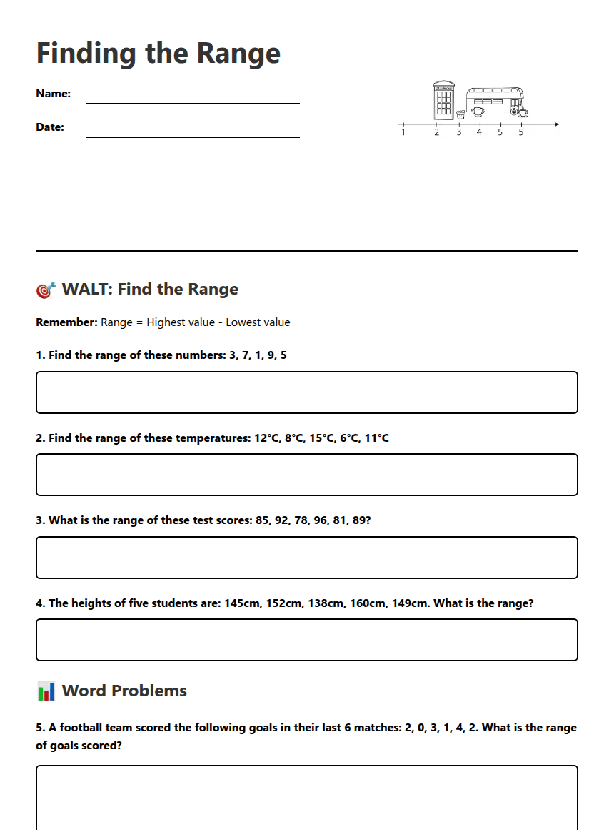Finding the Range worksheet preview