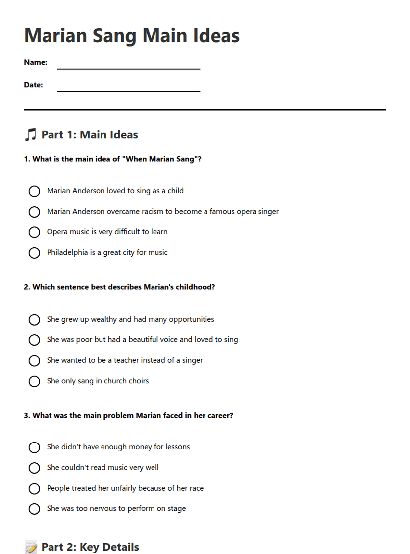 Marian Sang Main Ideas