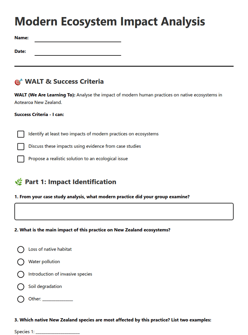 Modern Ecosystem Impact Analysis