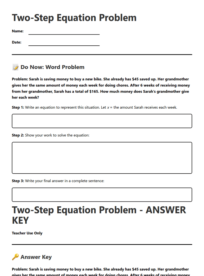 Two-Step Equation Problem
