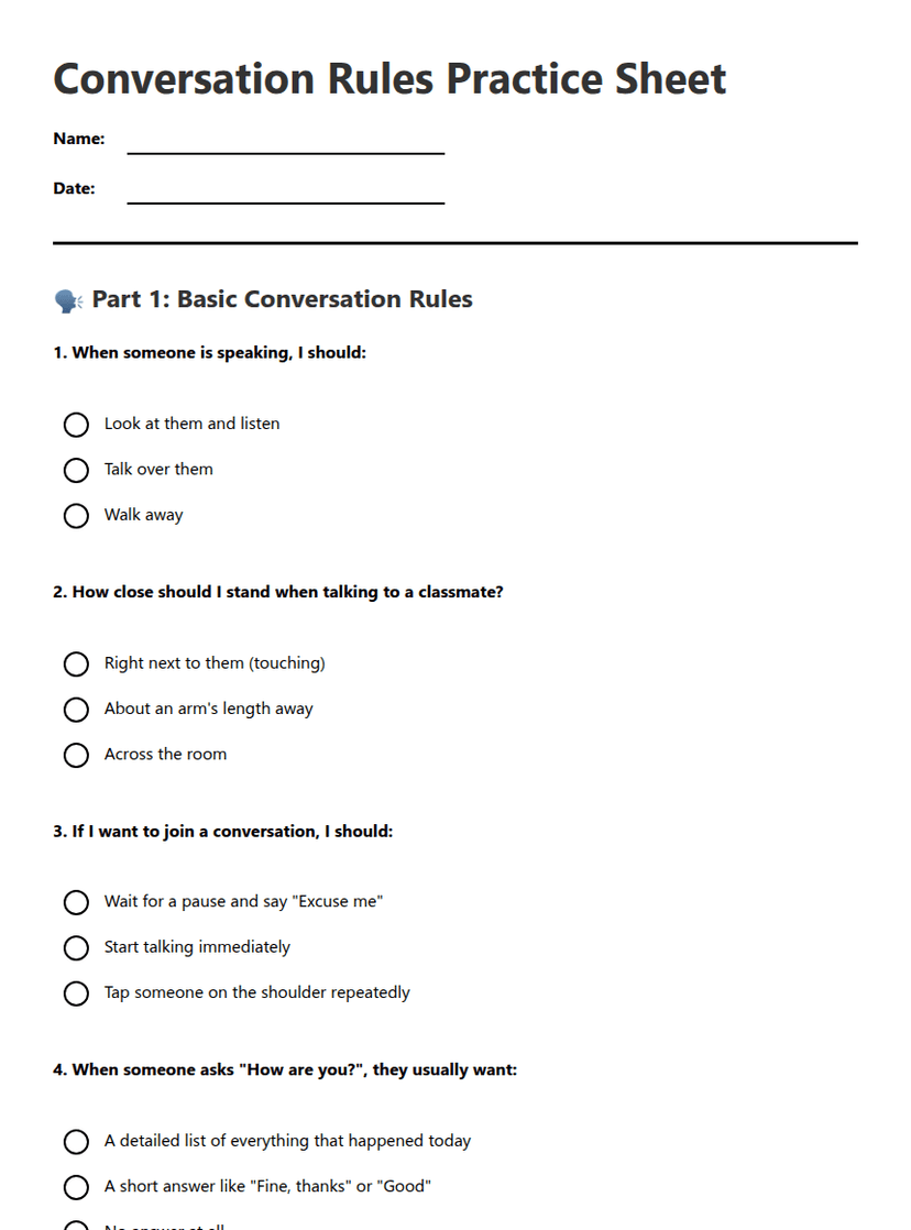 Conversation Rules Practice Sheet
