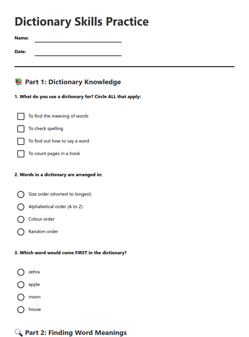 Dictionary Skills Practice