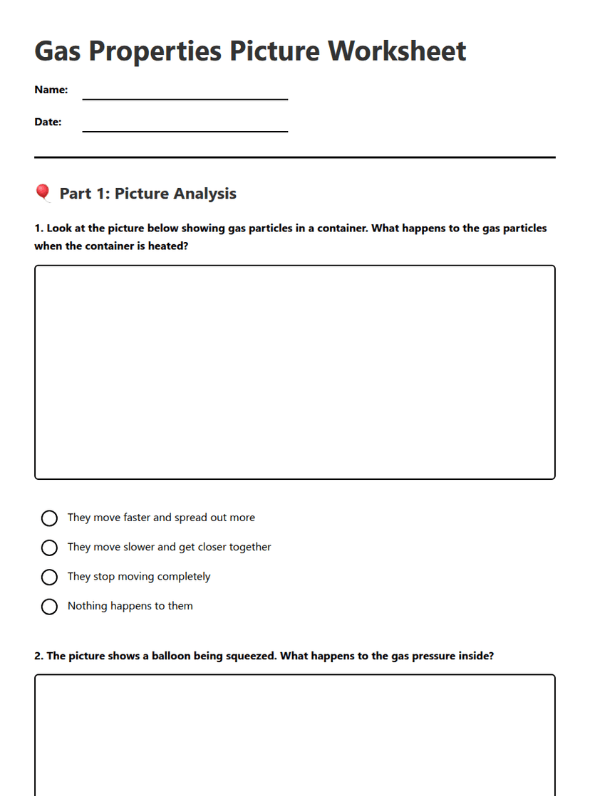 Gas Properties Picture Worksheet