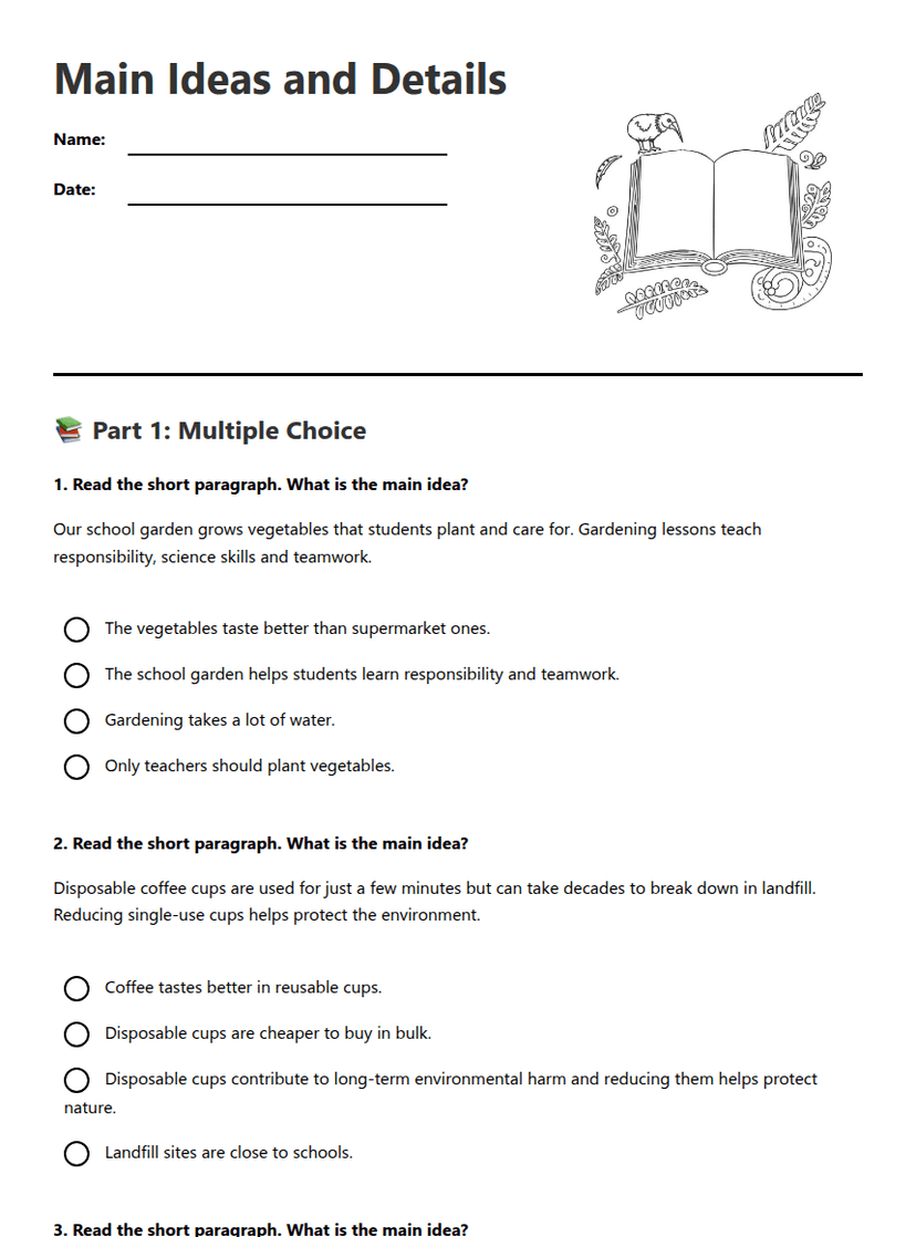 Main Ideas and Details