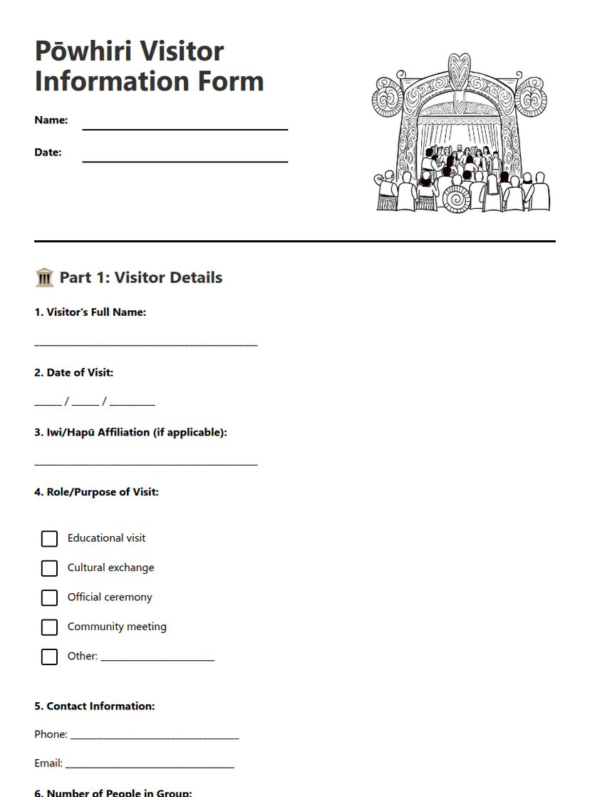 Pōwhiri Visitor Information Form