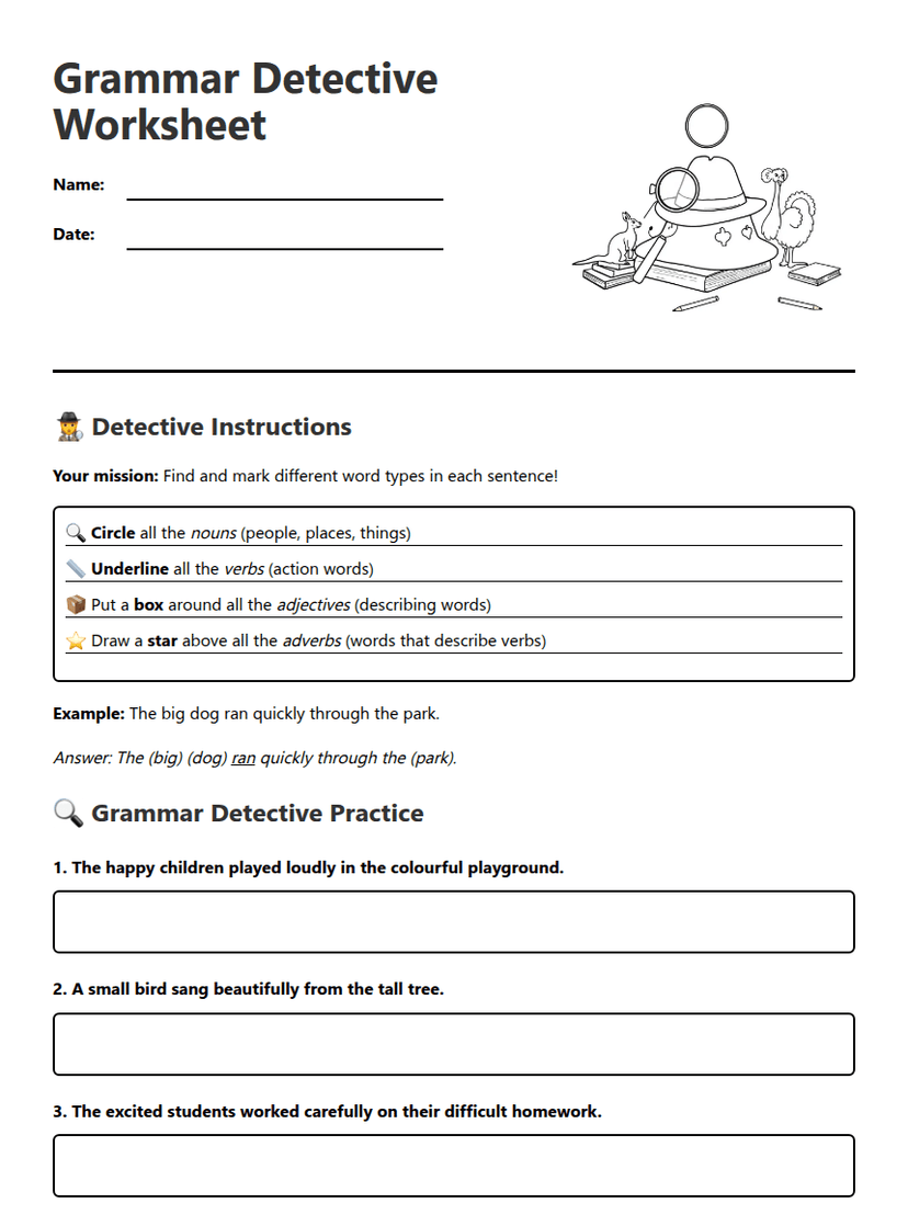 Grammar Detective Worksheet