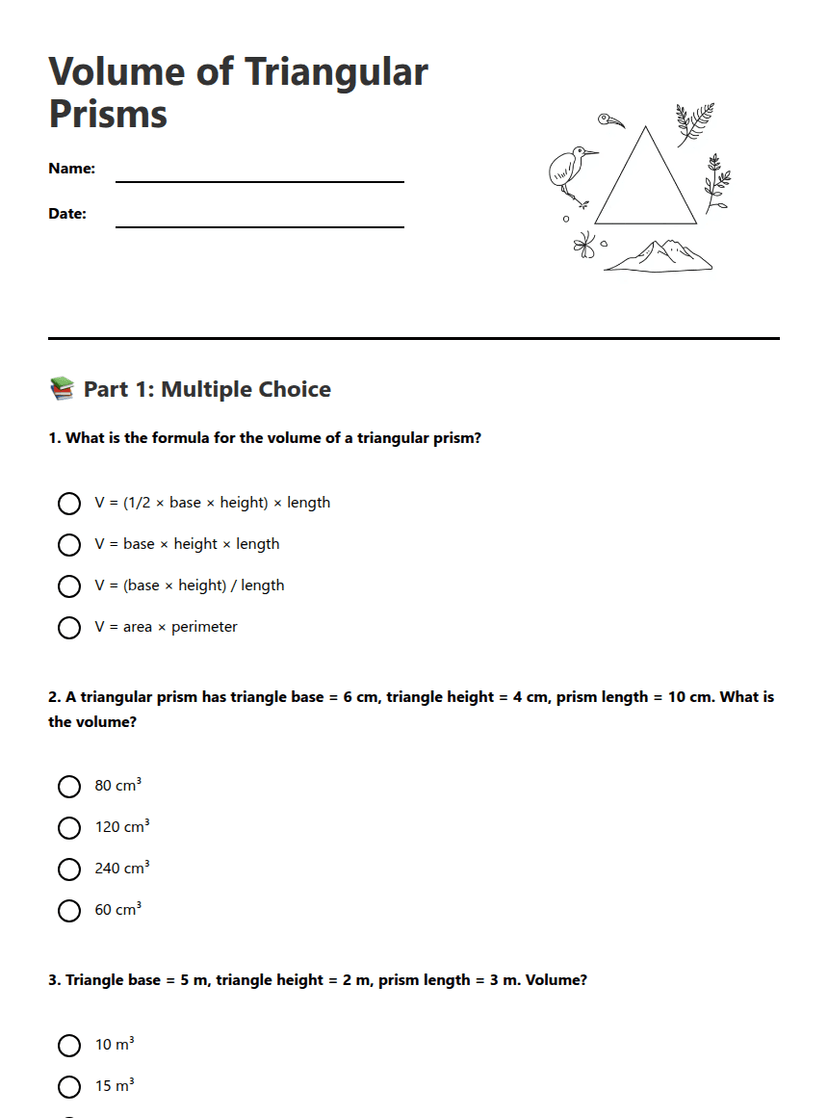 Volume of Triangular Prisms