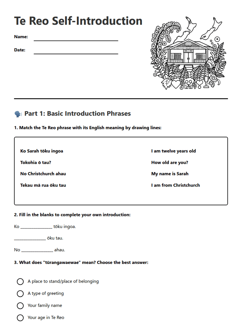 Te Reo Self-Introduction
