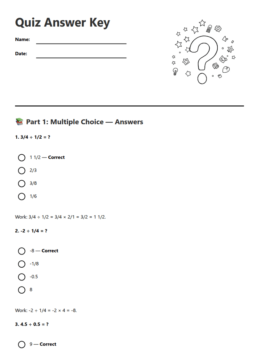 Quiz Answer Key