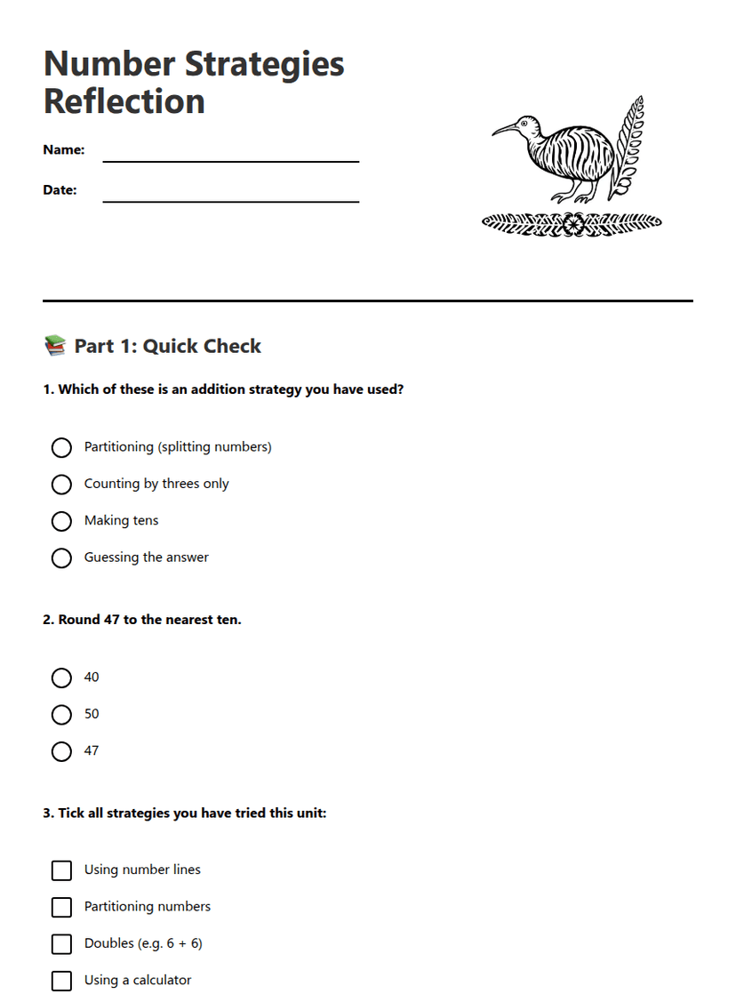Number Strategies Reflection