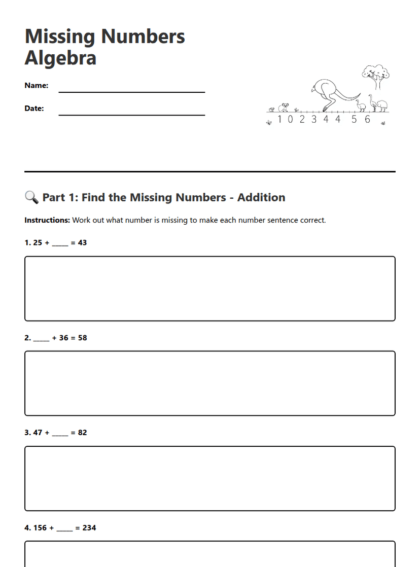 Missing Numbers Algebra