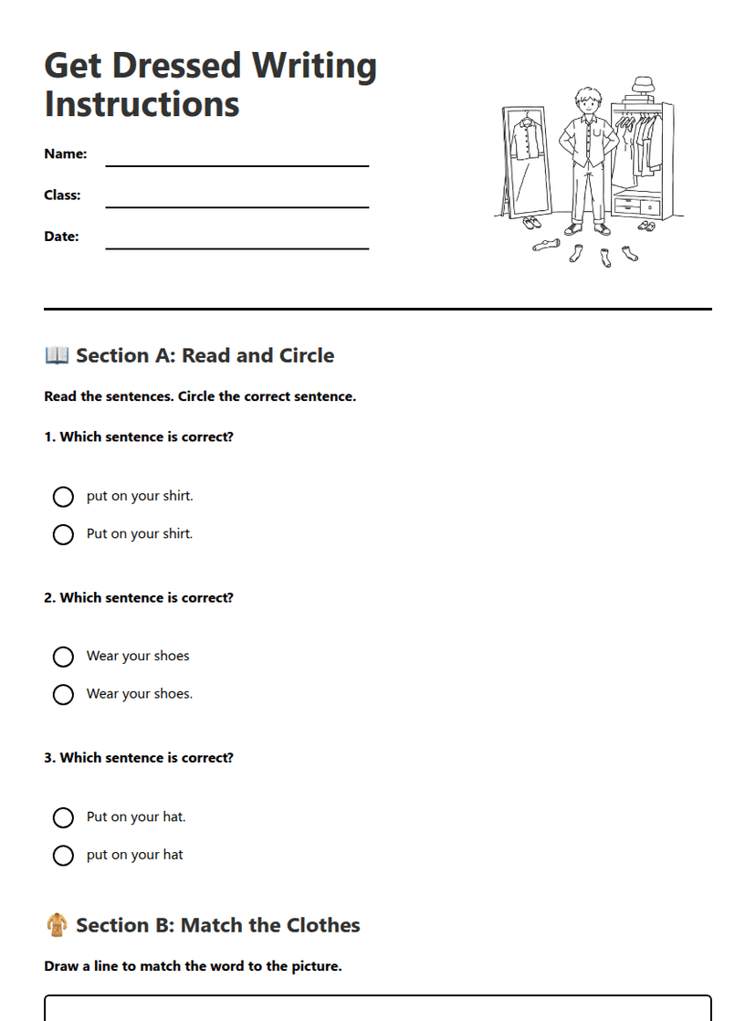 Get Dressed Writing Instructions