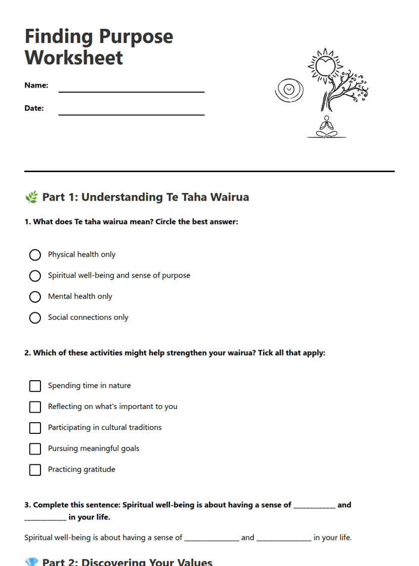 Finding Purpose Worksheet