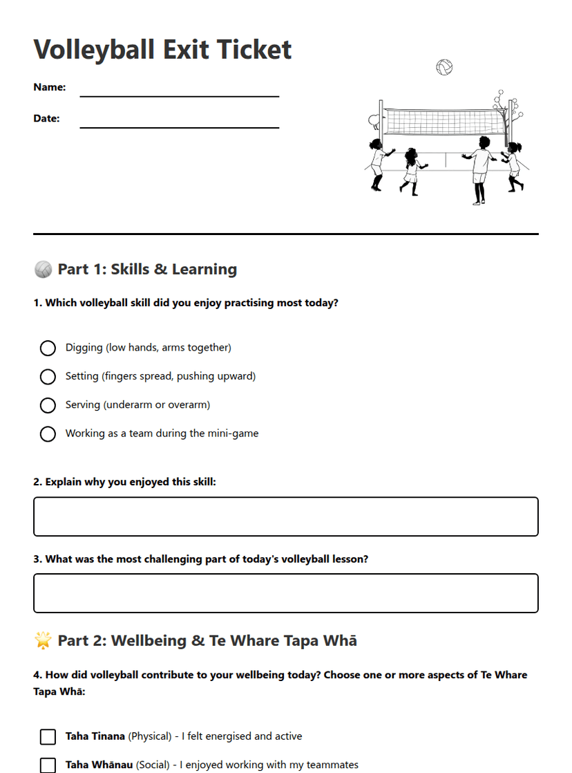 Volleyball Exit Ticket